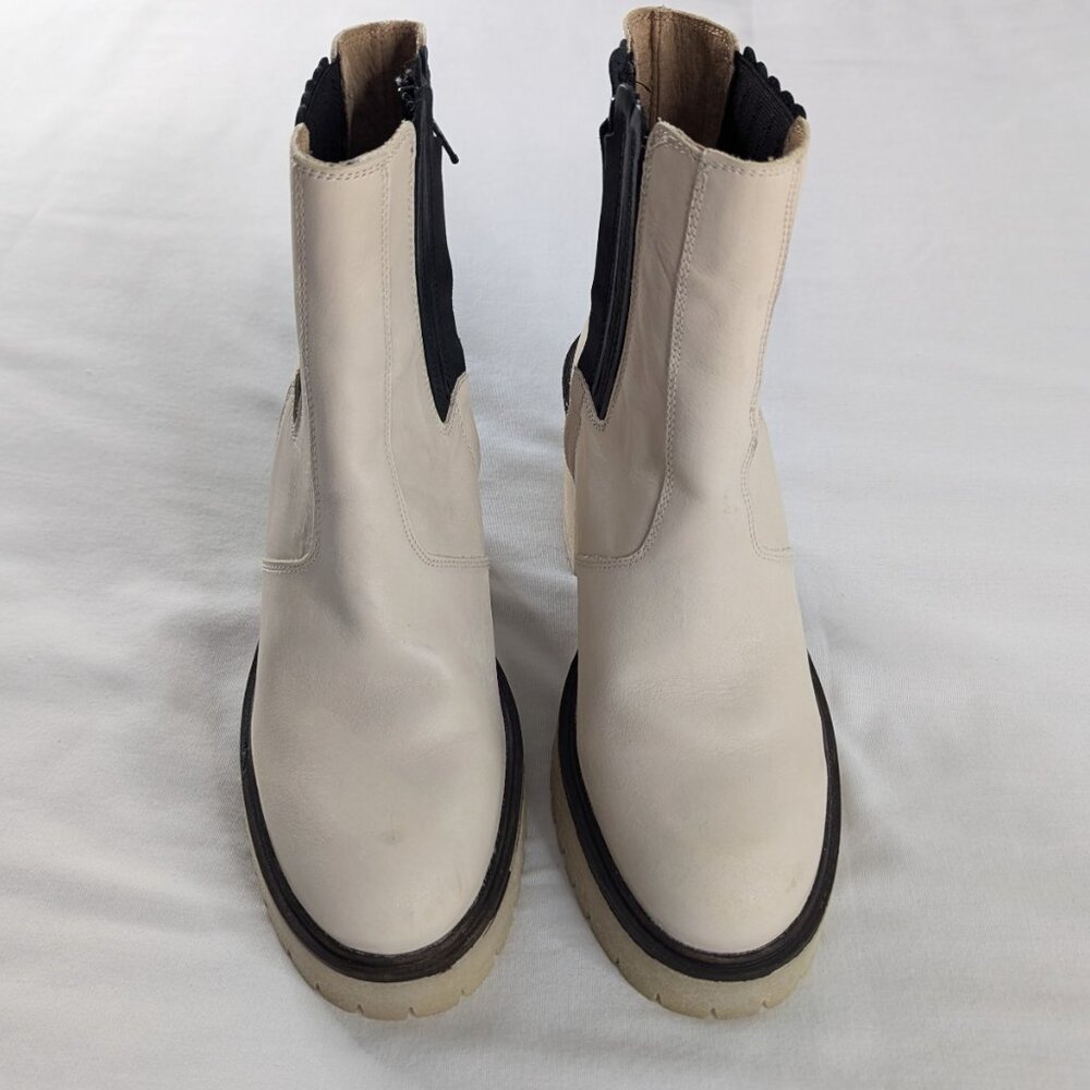 Free People James Leather Platform Chunky Heel Side Zip Chelsea Boots - Picture 2 of 8